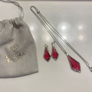 Vintage Kendra Scott earrings and necklace set. Red.